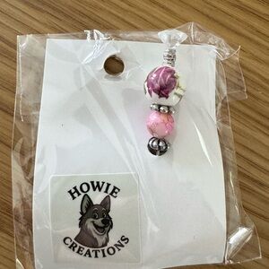Howie Creations Pink and White Beaded Stick Pin - NWOT